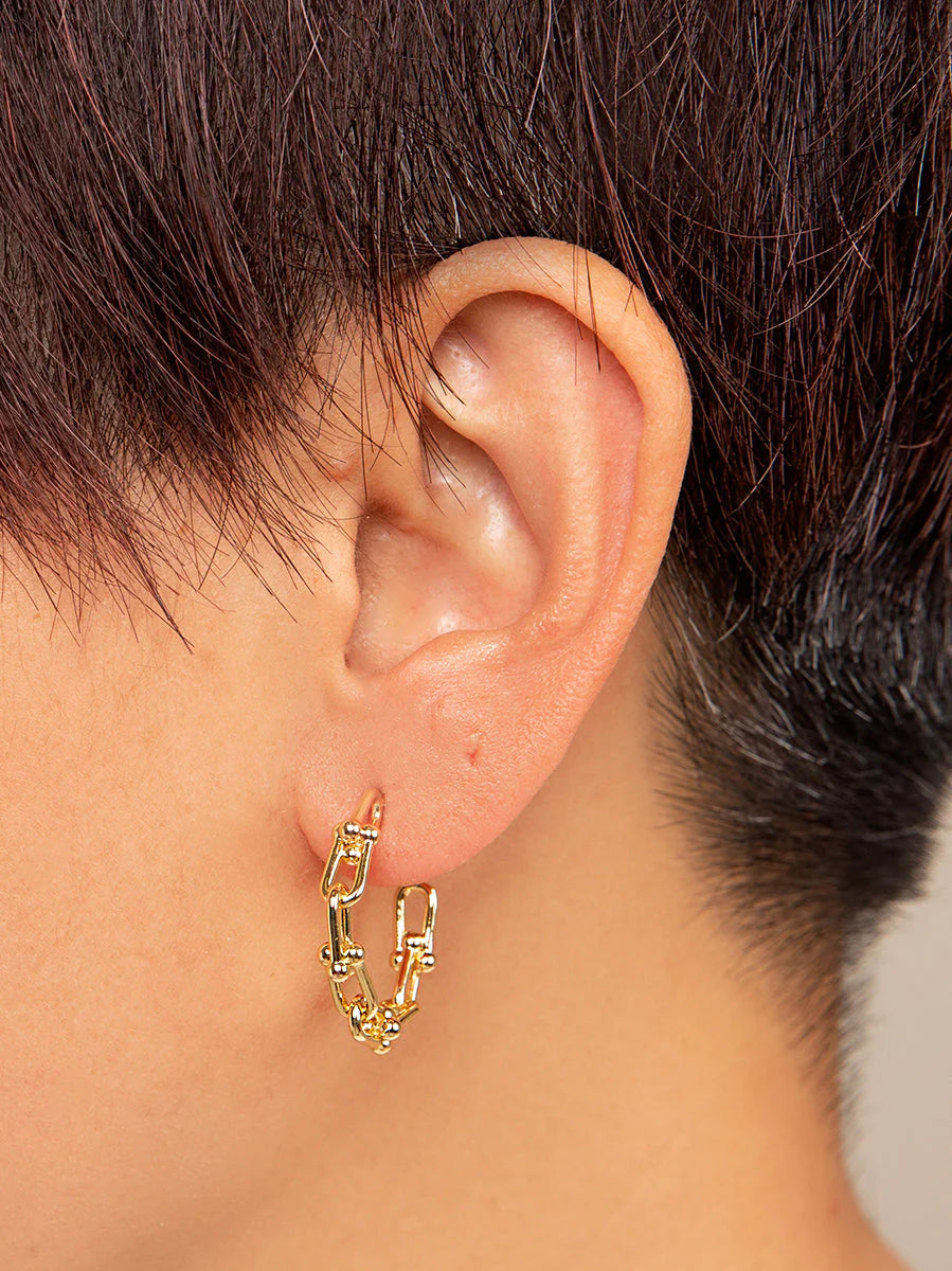 Cable Chain Clip Hoop Earring - Gold
